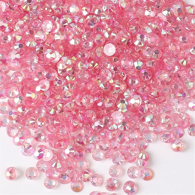 1500 Pieces SS16 4mm Flatback Rhinestones AB Clear Round Gems Crystals for Nail Art DIY Crafts Clothes Shoes Bags （Transparent Light Pink AB）