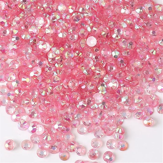3000 Pieces SS6 2mm Flatback Rhinestones AB Clear Round Gems Crystals for Nail Art DIY Crafts Clothes Shoes Bags （Transparent Light Pink AB）