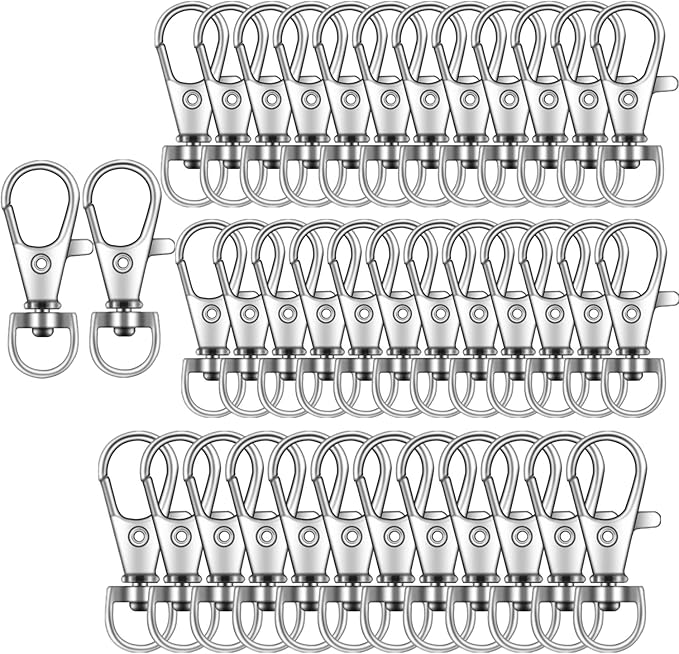 100PCS Key Chain Clip Hooks, Swivel Clasps Lanyard Snap Hook, Keychain Hooks for Lanyard Key Rings Crafting Silver