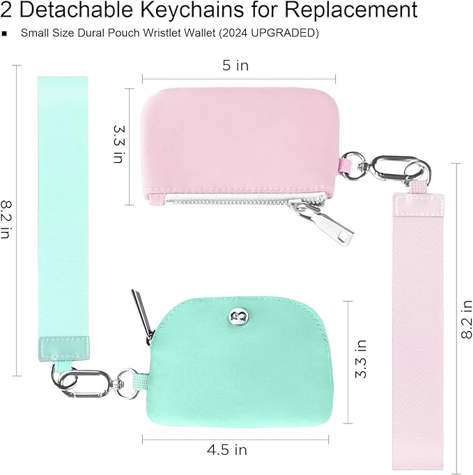Babysun Mini Zip Around Dual Pouch Wristlet With 2 Straps Wristlet Keychain Wallet for Women Coin Purse Small Cute for Teen Girl