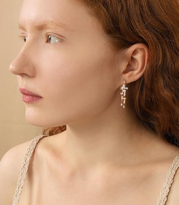 OZEL 14K Gold & Silver Plated Paperclip Chain Earrings with Cubic Zirconia – Dangle, Hoop, Huggie, Stud Styles – Women’s Fashion Jewelry Gift