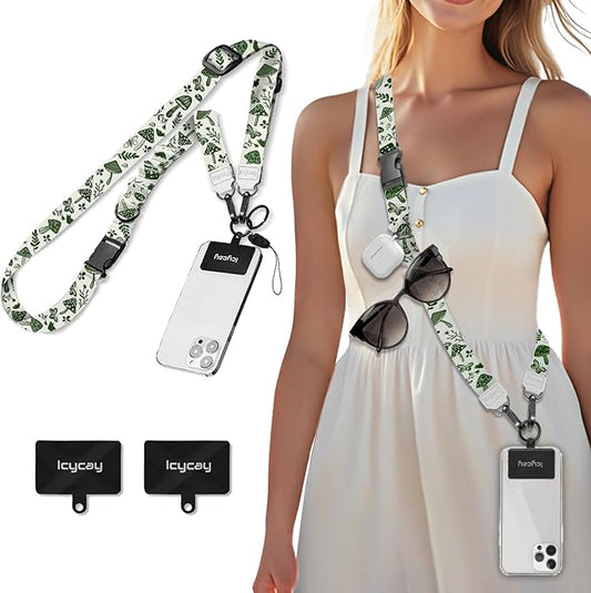 Phone Lanyard Crossbody, Mushroom Cell Phone Strap for Around The Neck Adjustable, Anti Theft Cute Lanyard for iPhone Case ID Holder Keys Accessories Travel Essential