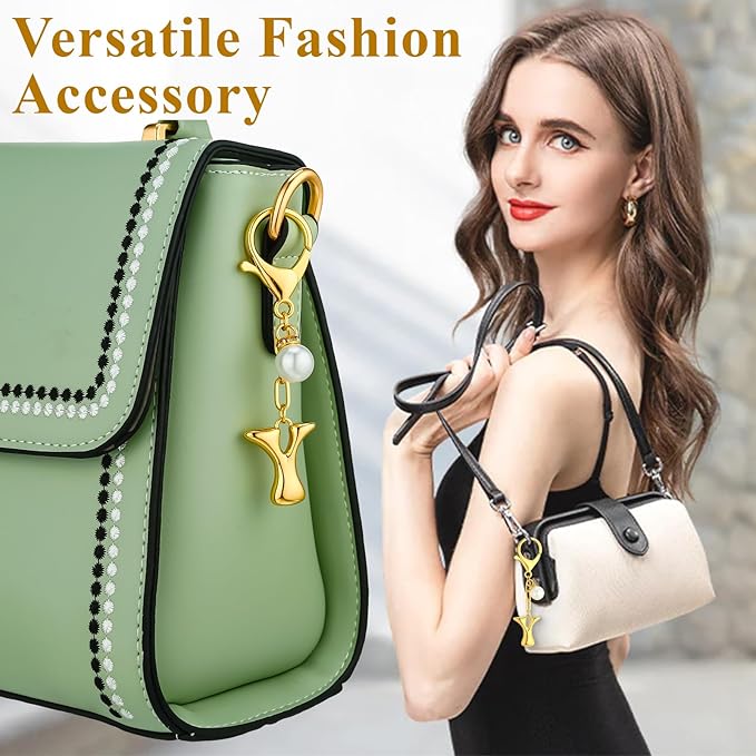 VICKHU Gold Plated Bubble Initial Letter Cute Keychain for Women Car Key Purse Decorative Keyring Handbag Charms Fashion