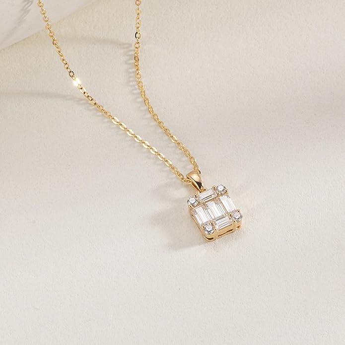 Luxval Diamond Pendant Gold Necklace for Women，Dainty 18k Gold Plated Choker Necklaces Simple Gold Jewelry Gifts for Women Girls