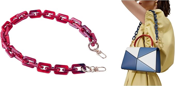 Acrylic Resin Chain Purse Strap 23.6IN Purse Transparent Chain DIYBagChain Gift for Office,Travel & DIY Creator