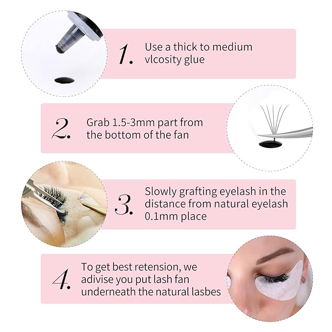 Volume Lash Extensions 1000pcs Premade Fans Eyelash Extensions Promades Eyelash Loose Fans Pointed Base 5D/8D/10D/12D/14D/16D 9-16mm/15-20mm Mixed Tray Avalible (5D-0.07D, 9-16mm)