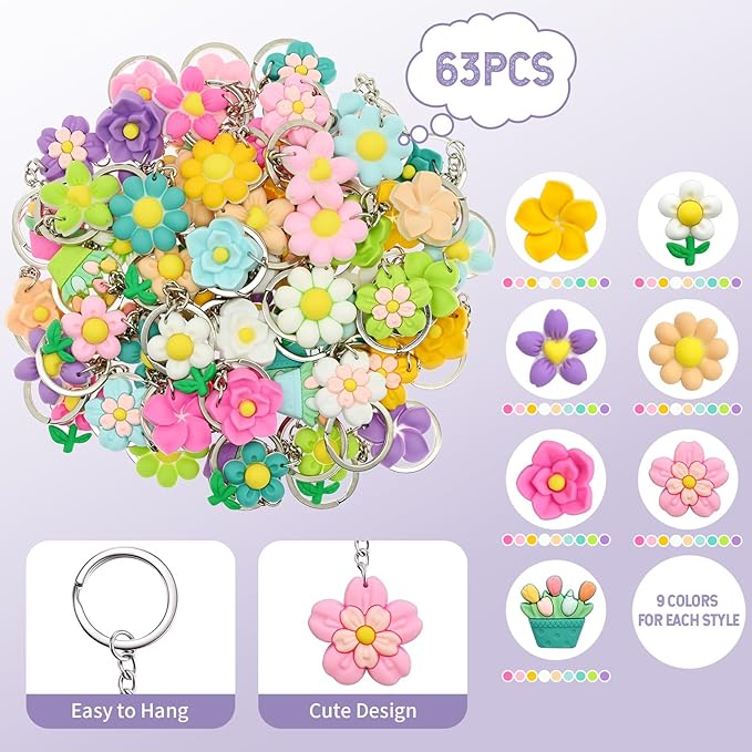 Keychains Bulk DIY Cute Keychain Charms Backpack Charms for Girls Backpack Keychains PVC Key Ring Party gifts