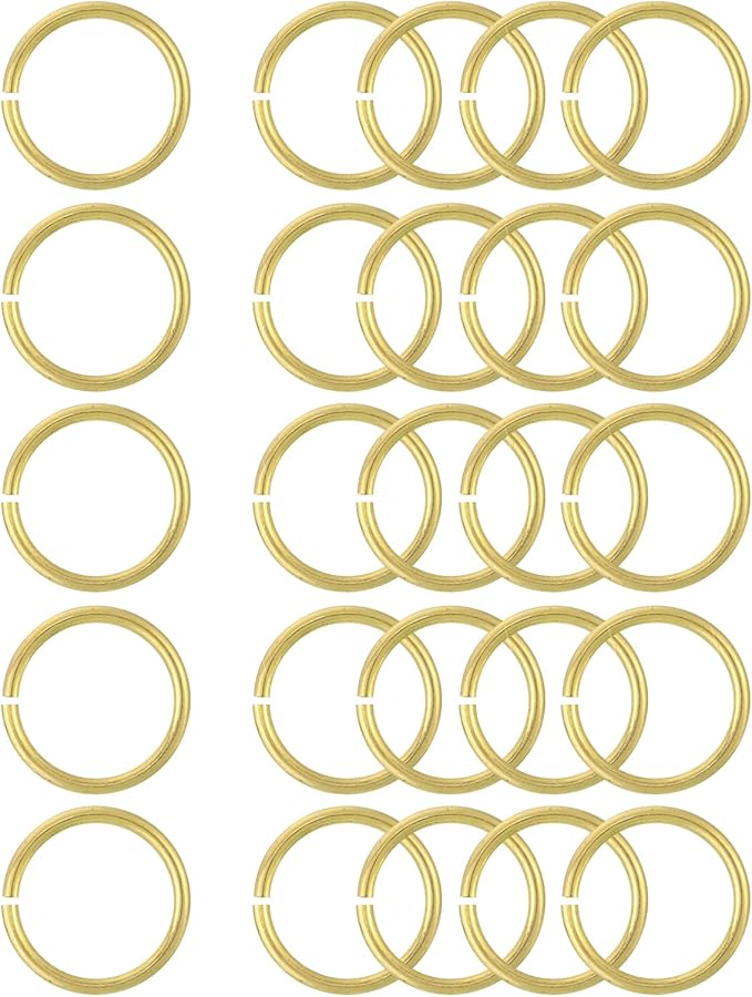 uxcell 25Pcs Open Jump Rings, 15mm/0.59" OD Brass Jump Ring Connectors 1.5mm Thick O Rings for Necklaces Bracelet Jewelry Making Keychain DIY Craft, Gold Tone