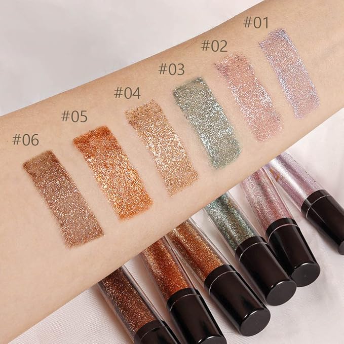 6 Colorful Shades Waterproof Liquid Glitter Eyeshadow Eyeliner Sticks Kit – Long Wearing Professional Eye Makeup Set,sombras de ojos,Set B