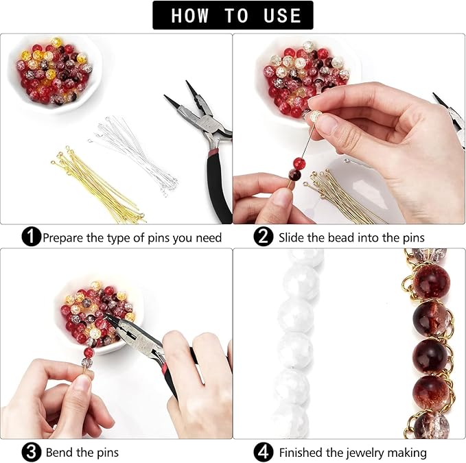 200 Pcs 70mm/2.76 Inch 21 Gauge Ball Pins for Jewelry Making Straight Head Eye Pin for DIY Christmas Styles Craft Earring Bracelet Necklace Pendant Making (Ball Pins,Silver & Gold Color)