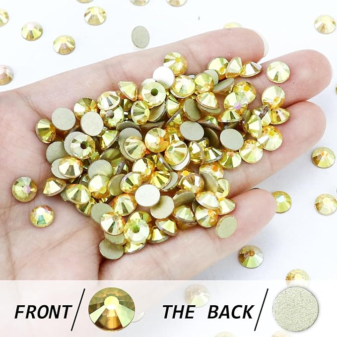 1440PCS SS10 Crystal Glass Flatback Rhinestones, Round Flat Back Crystal Gems for Nail Art and Craft Clothes, Glue Fix Diamond Stones Metal Sunlight (2.7-2.8mm)