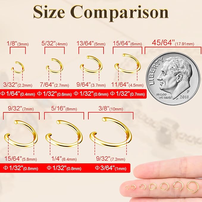 400pcs 13/64" Gold Tiny Jump Rings for Jewelry Making Replacement, Open Jump Ring Metal Jewelry Findings for Bracelets Necklaces Earrings Keychains Connectors Loops Repair Hardware