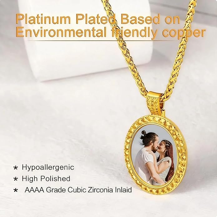 CLYLIFE Picture Necklace Personalized Photo,Custom Disc/Heart Pendant for Men Women Dad Mom Customized Necklace with Chain Photos Memorial Gifts for Mother's Day, Birthday, Anniversary
