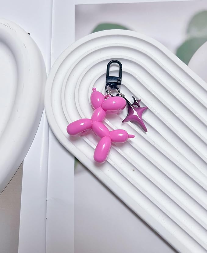 LAEKOU Cute Star Balloon Dog Keychain, Y2K Bag Charms Keychains Accessories for Women, Aesthetic Key Chain