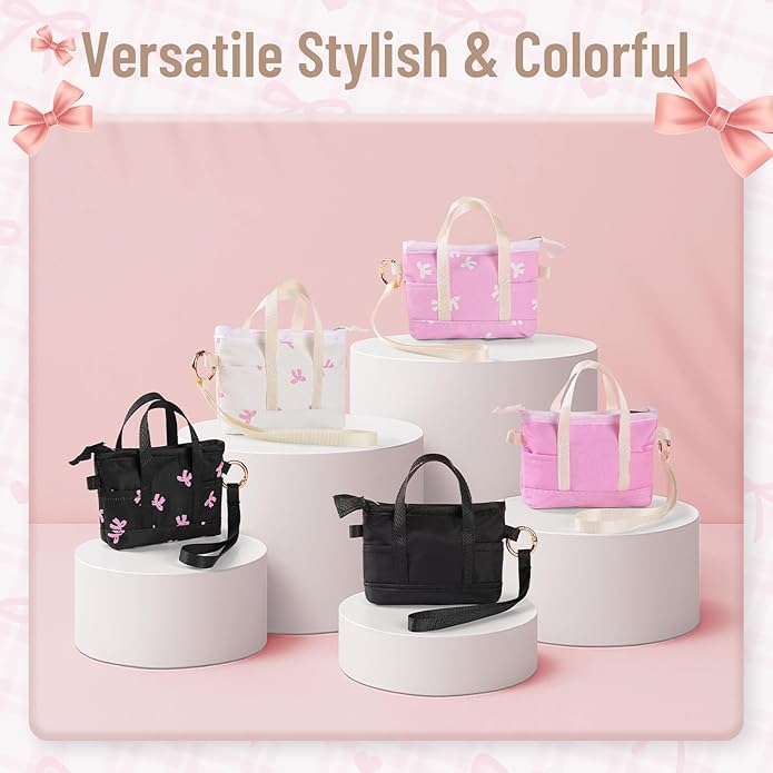 2 Pack Coin Purse Keychain, Mini Tote Bag Keychain with Wristlet, Cute Makeup Pouch Bag Wallets Accessories