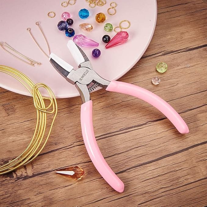 SUNNYCLUE 5.5 Inch Double Nylon Jaw Flat Nose Mini Precision Pliers Wire Forming Bending Tools Small Pliers for DIY Jewelry Making Hobby Projects Women Craft Tool Pink