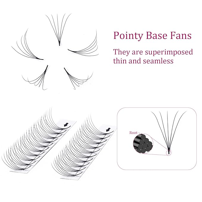 Eyelash Extensions Premade Fans Eyelash Extensions C CC D DD Curl Pointy Tip Pre Fan Eyelashes Premade Lash Extension Fans Volume Lash Extensions Pre Made Volume Lashes (5D-0.07C, 9mm)