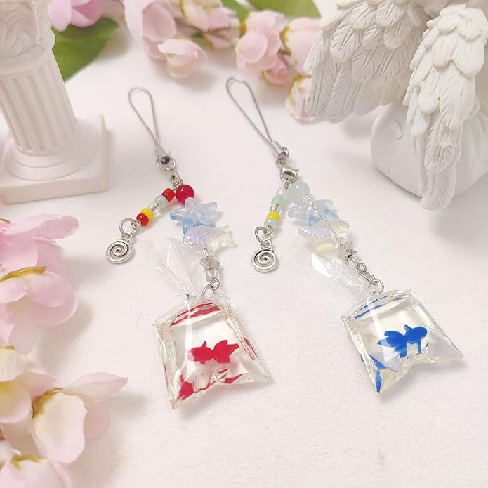 1-4PCS Cute Phone Charms Aesthetic Y2K Cell Phone Charms Strap Pink Strawberry Butterfly Star PhoneCharm Y2K Accessories for Bag Keychain Airpods Camera Pendants Decor