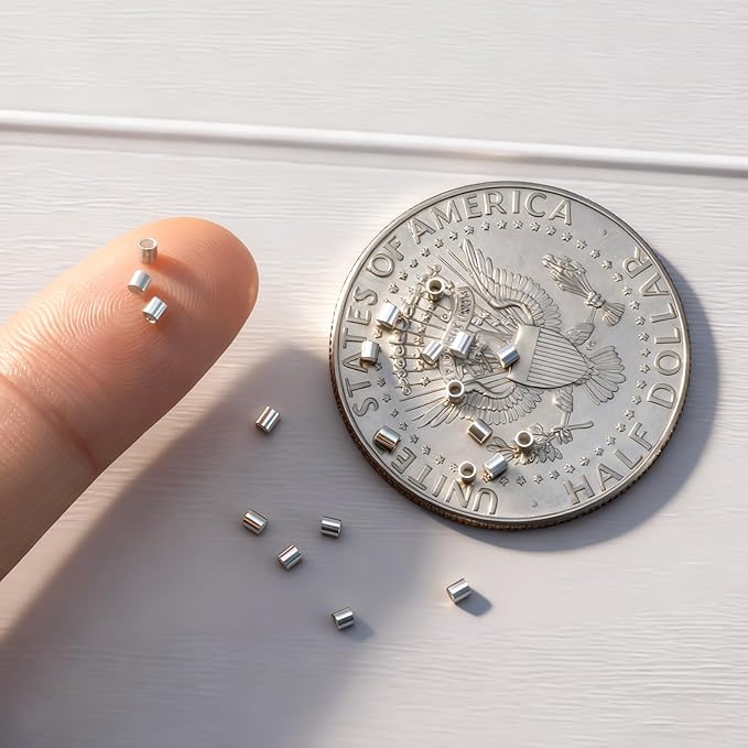 20 Pcs Sterling Silver Crimp Beads, Sterling Silver Beads for Jewelry Making, Tube Loose Beads for DIY Craft, Jewelry Making (1.5mm)