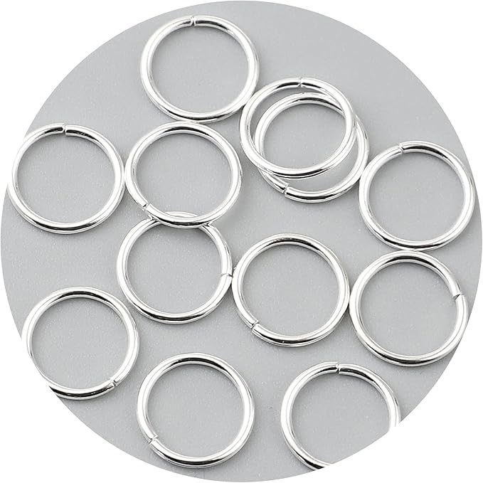 200 Pieces - 16mm Jump Rings - Shiny Silver Tone - 15 Gauge (1.5mm Thickness)