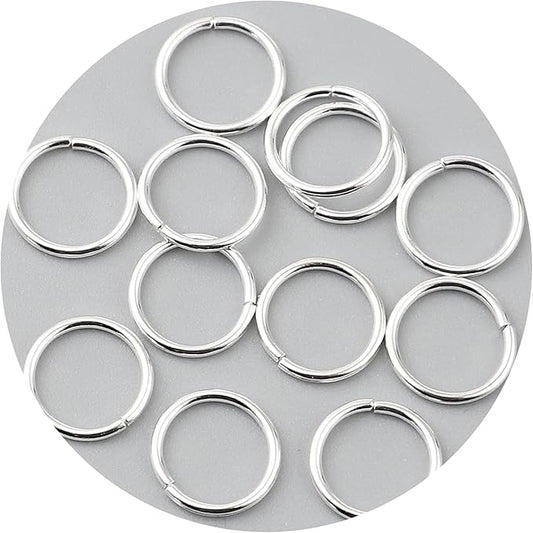 200 Pieces - 16mm Jump Rings - Shiny Silver Tone - 15 Gauge (1.5mm Thickness)