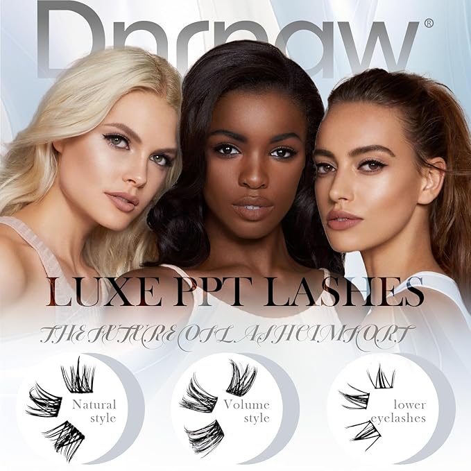 Luxury Lash Clusters Kit - Wispy & Fluffy Cluster Eyelash Extensions 8-16mm, 150H Wear | Korean Hypoallergenic PBT Fibers, Waterproof Glue & Seal | Gift Ready Premium Box (Mix-black box)
