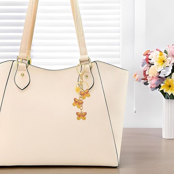 Double-sided Cute Butterfly Initial Letter keychain Butterfly Charms for key Handbag Backpack for Women