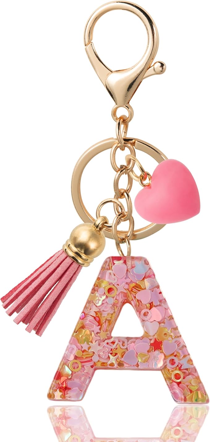 Alphabet Initial Letter Keychain Cute Heart Resin - Letter Keychain for Backpack Charms - Initial Keychains for Women