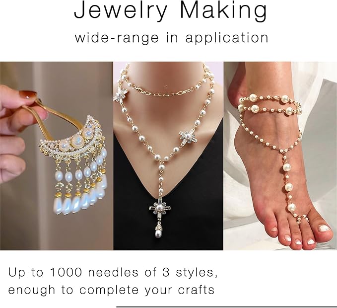 Jewelry Making Head Pins and Eye Pins Set, 1000 Pieces, Stainless Steel, Mixed Finishes (Gold Plated)