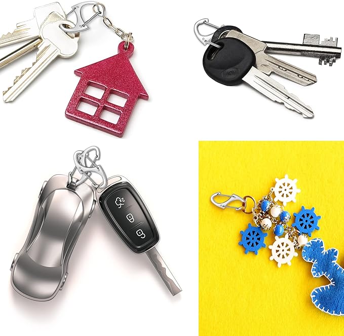 Moxweyeni 20 Pcs Zipper Clip S Carabiner Clips Small Alloy Snap Hook Anti Theft 1. 6 Inch Mini Dual Wire Gate Interlocking Keychain Clip Attachment for Women Men Camping Hiking