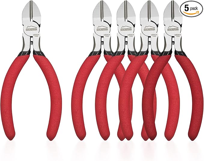 5 inch Wire Cutters, 5 Pack Diagonal Cutters, Side Cutters, Wire Cutter Set, Wire Snips, Small Diagonal Cutters with Spring Loaded, Diagonal Cutting Pliers for Crafts, Jewelry Making