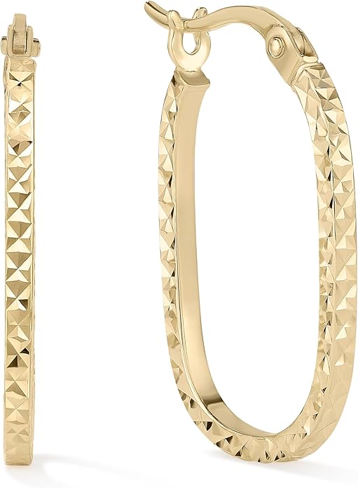 Paperclip Oval Hoops in Real 10K White Gold with a Diamond-Cut Finish | 30mm Length | Real Gold, Stamped for Authenticity