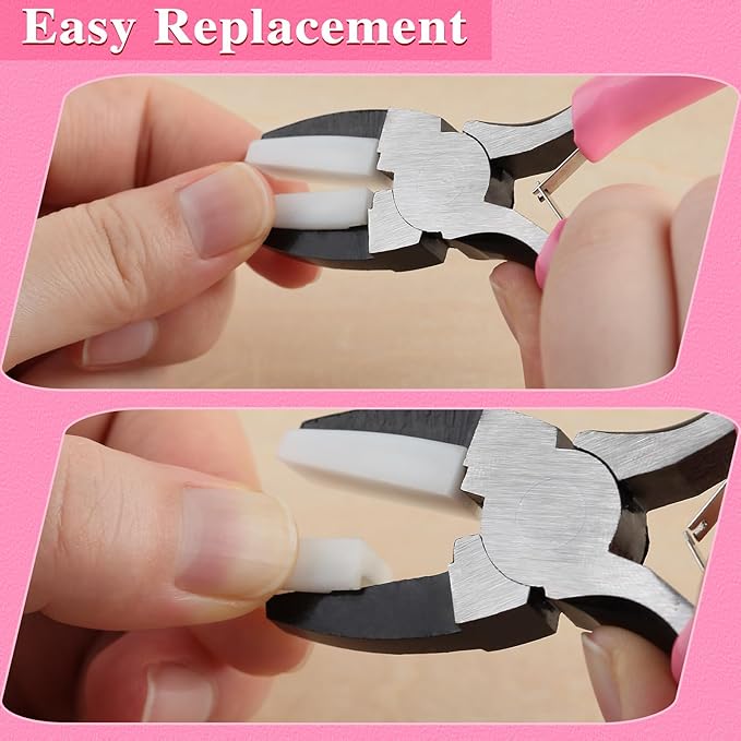 Flat Nose Pliers for Jewelry Making with 2 Replacement Tips, 5 Inch Soft Jaw Pliers with Consistent Grip, Wire Straightener for Beading, Looping, Gripping, Shaping