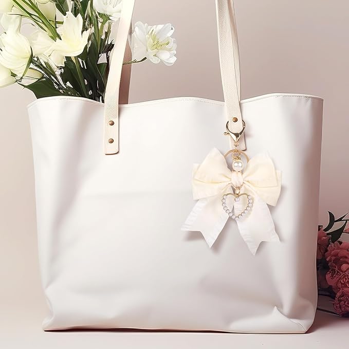 Joez Wonderful Bow Keychains, Coquette Pearl Bookbag Charms, Cute Bow Accessories for Wistlet, Purse, Car Keys