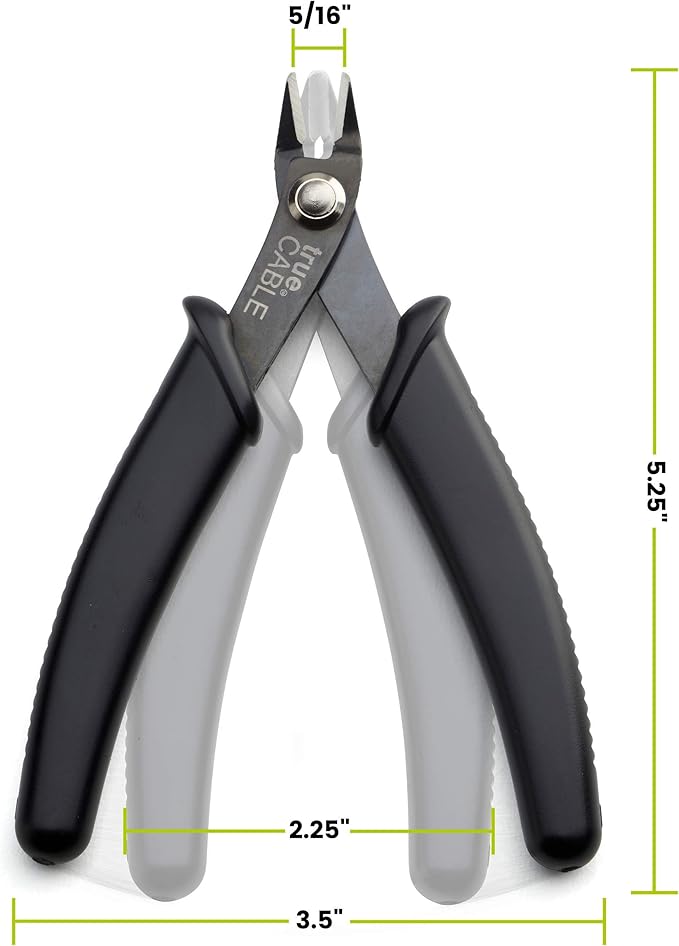 trueCABLE Precision Sharp Flush Cutter, 5 Pack, Wire Cutting Pliers for Ethernet Cable Preparation, Electronics, Jewelry & Crafts, Hardened Carbon Steel with Non-Slip Handle, Cut Wire Up To 16 AWG