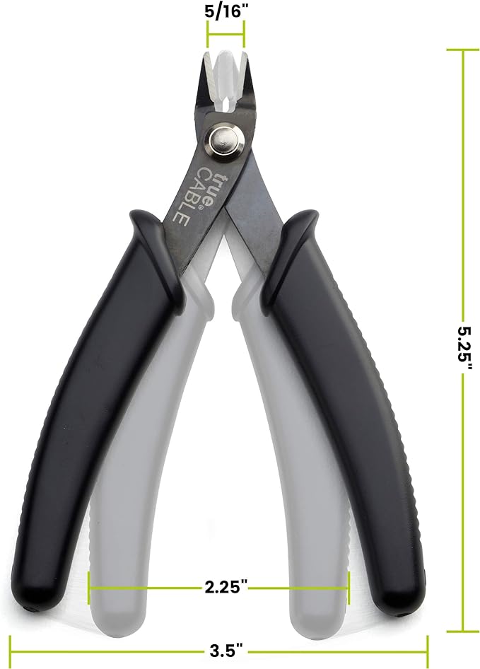 trueCABLE Precision Sharp Flush Cutter, 1 Pack, Wire Cutting Pliers for Ethernet Cable Preparation, Electronics, Jewelry & Crafts, Hardened Carbon Steel with Non-Slip Handle, Cut Wire Up To 16 AWG