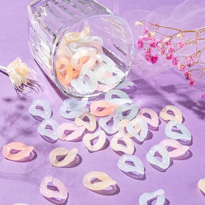 LiQunSweet 150Pcs 6 Colors Acrylic Open Linking Rings Quick Link Connectors for DIY Purse Eyeglass Pocket Chain Lanyard Trouser Phone Strap - 23x16.5mm