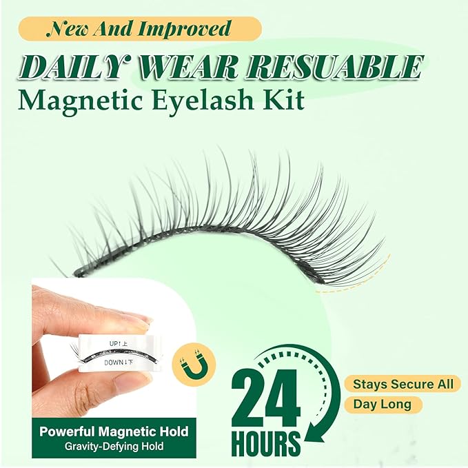 KEYYOU Reusable Magnetic Eyelashes 2 Pair with Applicator No Glue Needed 3D Natural Magnetic Lashes, Easy to Apply & Long Lasting for Daily Use & Events(A06+A09)