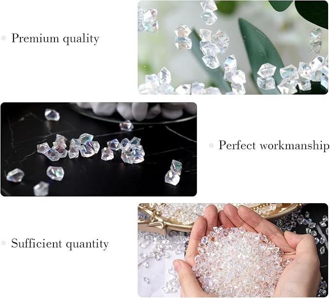 DomeStar 4200PCS Clear Fake Ice, Iridescent Acrylic Fake Diamonds, Vase Fillers, Crushed Ice Rocks Plastic Gems for Centerpiece Fish Tank Table Scatter Photography Props Display Decoration