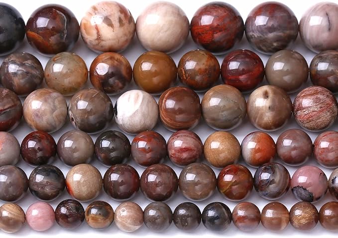 8MM 45PCS Natural Stone Petrified Wood Jasper Loose Beads for Jewelry Making DIY Bracelet