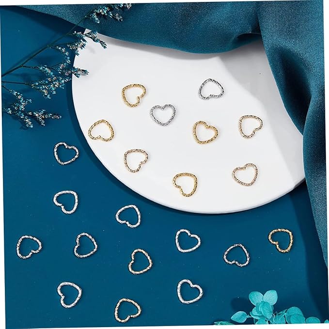 320pcs Heart Linking Charms Metal Open Jump Rings for Jewelry Making Smooth Edges DIY Pendants Bracelets Necklaces Keychains Accessories