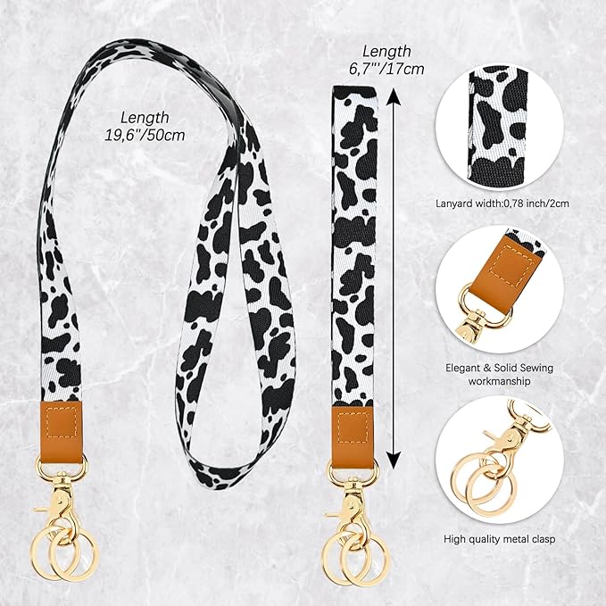 Cool Leopard Wristlet Keychain, Wrist Lanyard Key Chain For Women Men Car Keys Id Holder Card Phone Wallet Camera