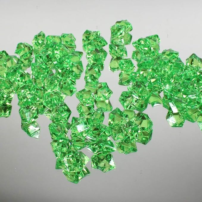 WGVI WGV Acrylic Ice Rock Crystals Treasure Gems for Table Scatters, Vase Fillers, Wedding, Banquet, Party, Event, Birthday Decor (Approx 150 pcs per Bag), 10 Bags, Apple Green