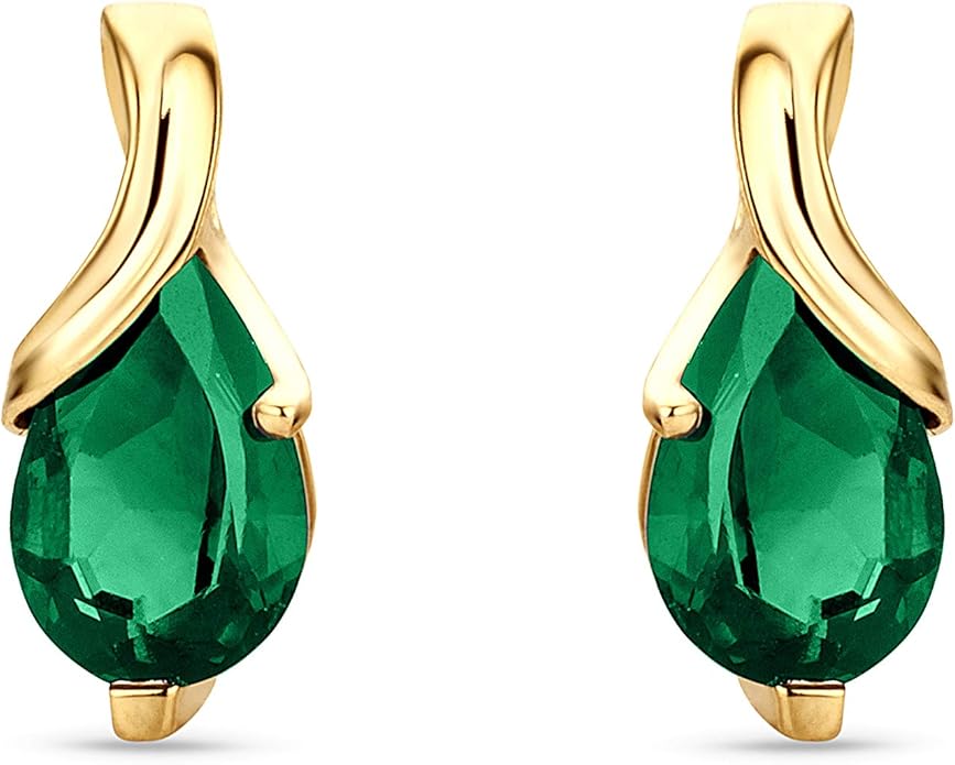 Orovi 0.40Inch 14K Gold Earrings for Women in 14K White Gold/Yellow Gold 585 with Pear-Shape Rubies/Sapphires/Emeralds/Blue Topaz/Amethysts Gemstones, Handmade Jewelry for Women, Dangle Earrings