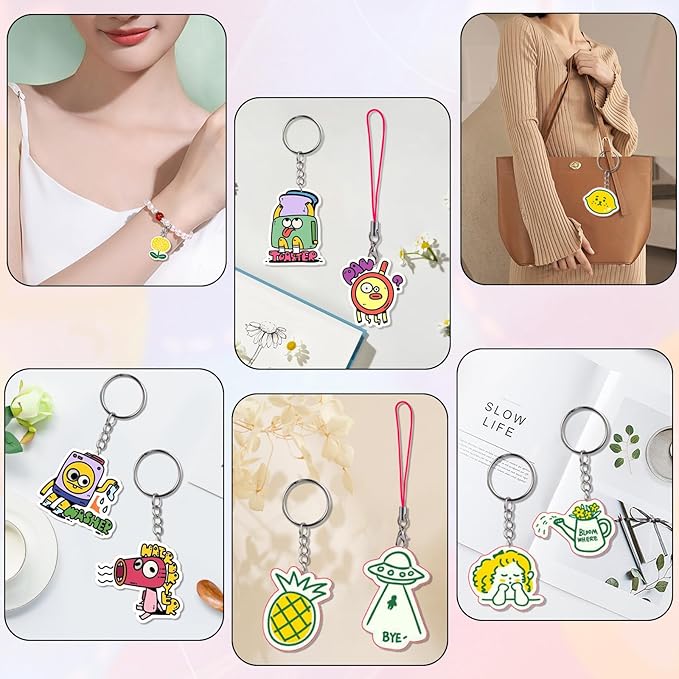 chfine Heat Shrink Plastic Sheets Keychain Kit, 188Pcs Shrinky Dink Sheets Shrinky Dink Paper Shrink Art Kits for Kids Including 20Pcs Shrink Paper Sheets, Hole Punch, Pencils, Keychains for Crafts