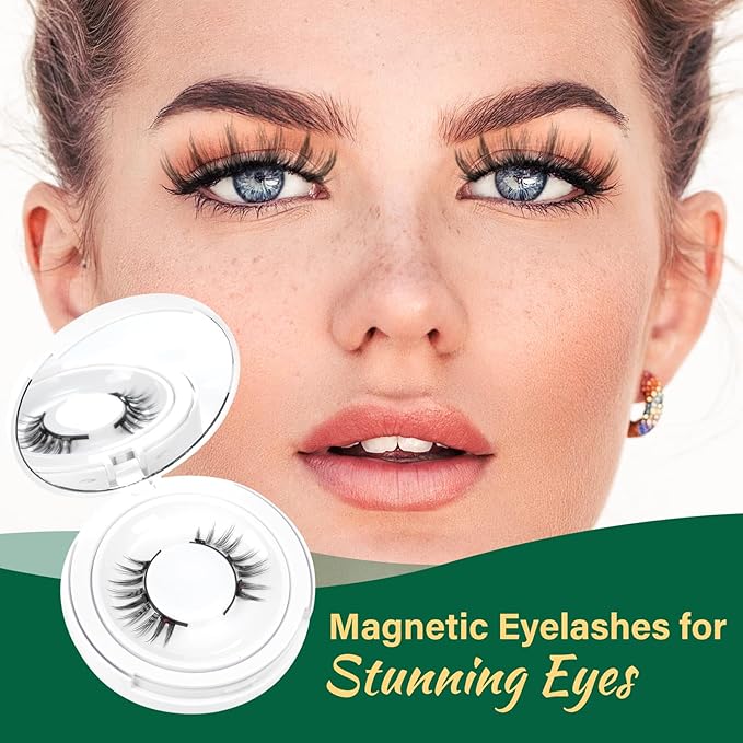 KEYYOU Reusable Magnetic Eyelashes 2 Pair with Applicator No Glue Needed 3D Natural Magnetic Lashes, Easy to Apply & Long Lasting for Daily Use & Events(A04+A04)
