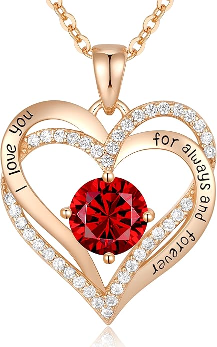 CDE Forever Love Heart Necklaces for Women, Wedding Anniversary, Birthday Mothers Day Christmas Day Gifts for Mom, Mother, Wife, friend, S925 Silver Jewelry with Birthstone Pendant