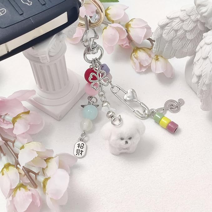 Cute Keychain Aesthetic Y2K Keychain Accessories Heart Butterfly Strawberry Bear Key Chain for Keys Bags Women Gifts
