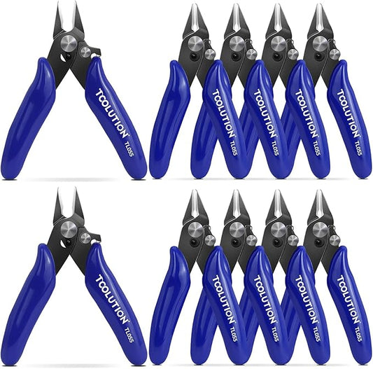 10 Pack Wire Cutter for Jewelry Making - 3.5" Small Flush Cut Pliers with Safty Lock- Electrical Wire Snips for Craft Zip Tie