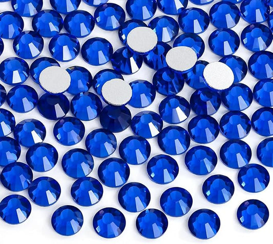 Jollin 288pcs Flatback Rhinestones Glue Fix Crystal Glass Diamantes Gems for Crafting Nail Art Crafts Decorations Clothes Shoes 7.2 mm (ss34, Sapphire)